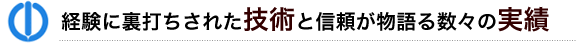 経験に裏打ちされた技術と信頼が物語る数々の実績